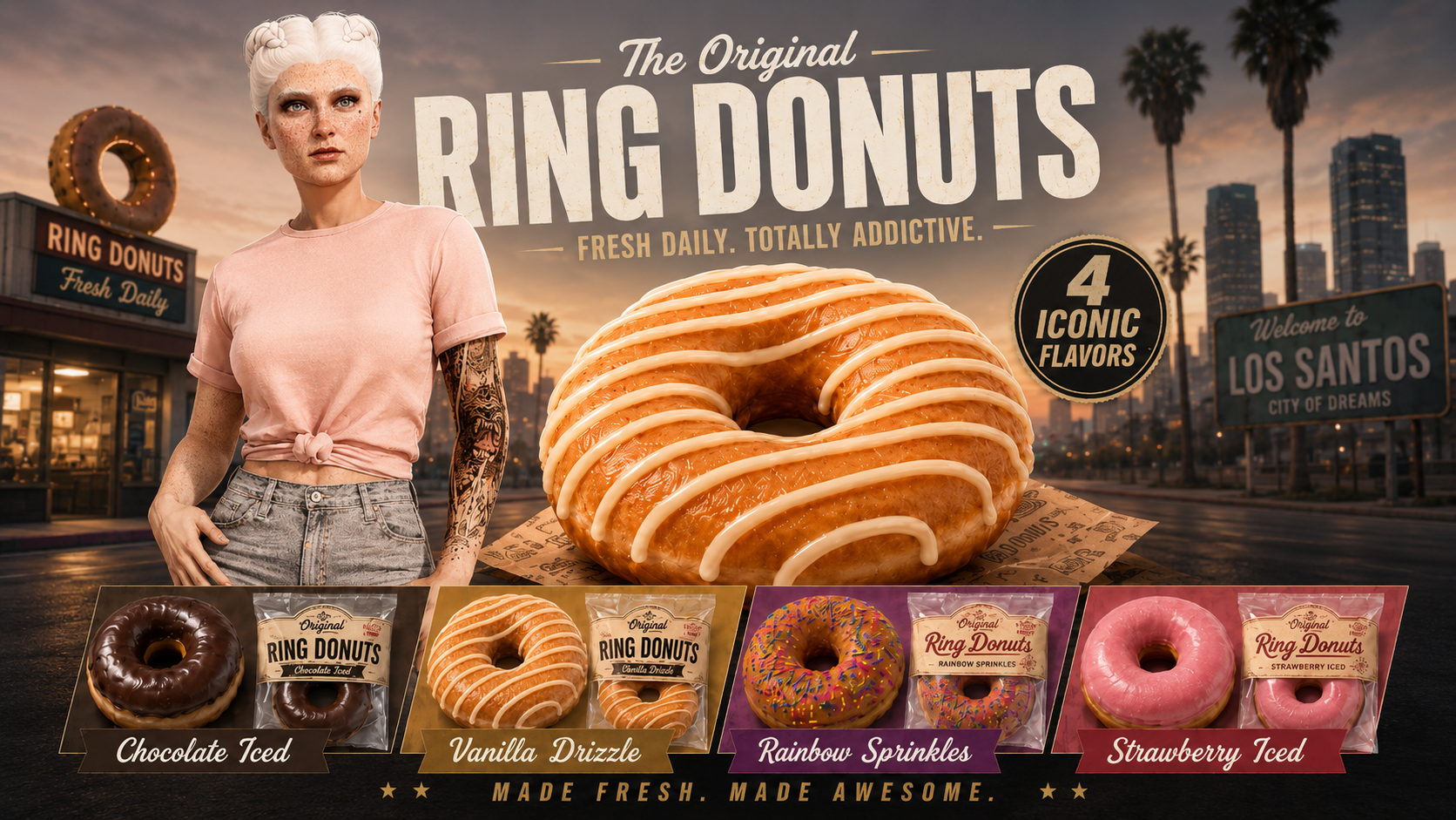 Калорийный скандал в Лос-Сантосе: Ring Donuts обвиняют в том, что город «подсел» на пончики