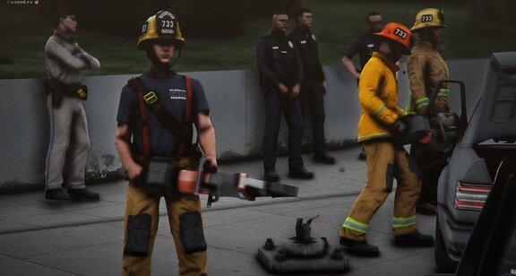 LSCoFD firefighters on traffic collision incident
