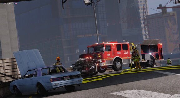 Serious traffic accident at a traffic junction