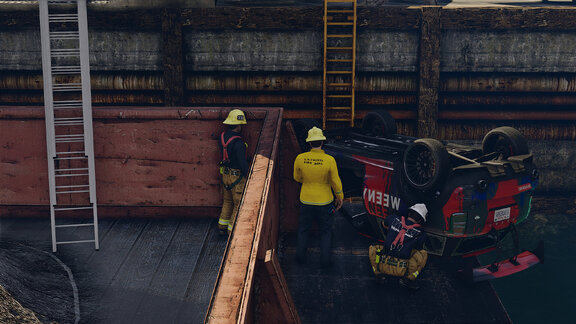 Car on a barge