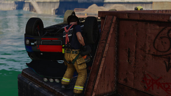 Car on a barge