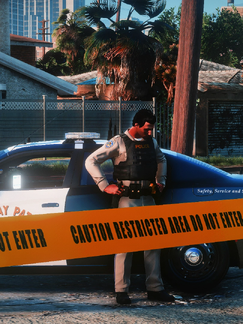 Trooper providing security at the incident