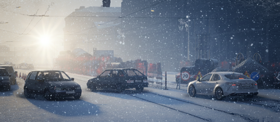 Снег ложится ровно, как по уставу. Невский встречает утро спокойно и строго.