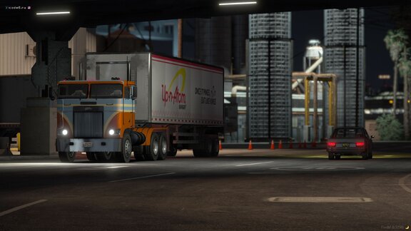 Truck in front of the road