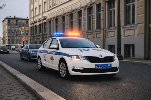 Škoda Octavia с лайтбаром Кибер-Шериф