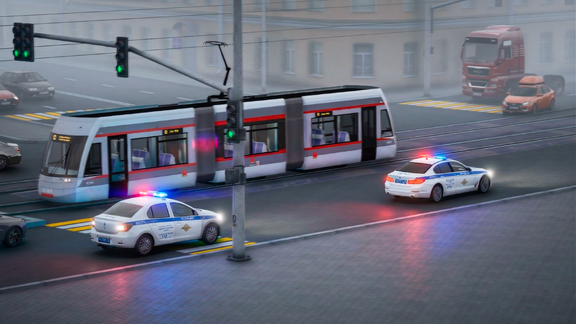 Погоня ДПС за трамваем на Французской набережной [2]