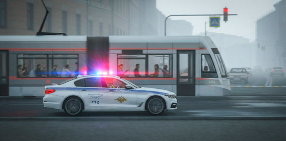 Погоня ДПС за трамваем на Французской набережной [3]