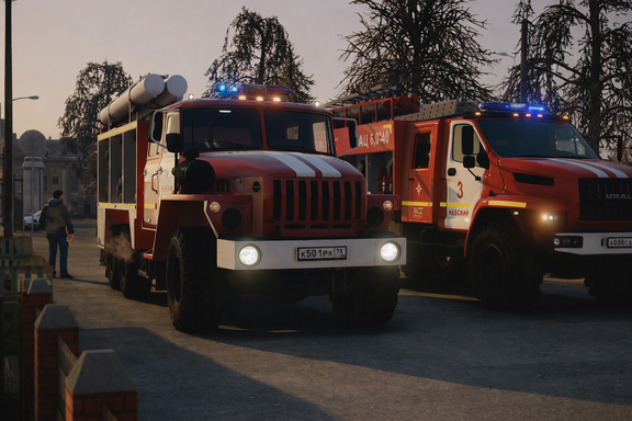 Два поколения пожарных автомобилей, два характера, одна судьба — быть героями там, где счёт идёт на секунды