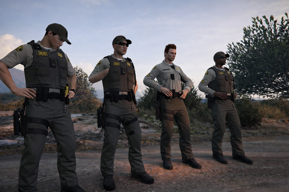 Sheriff deputies in the desert dusk