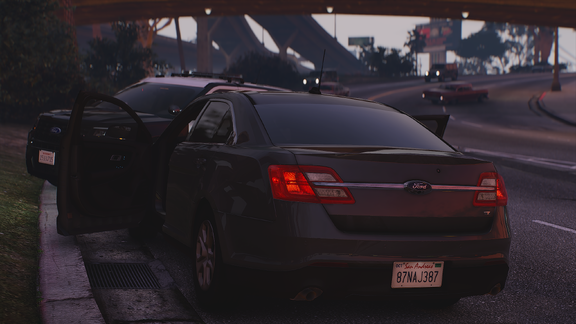 Black Sedan Under the Overpass